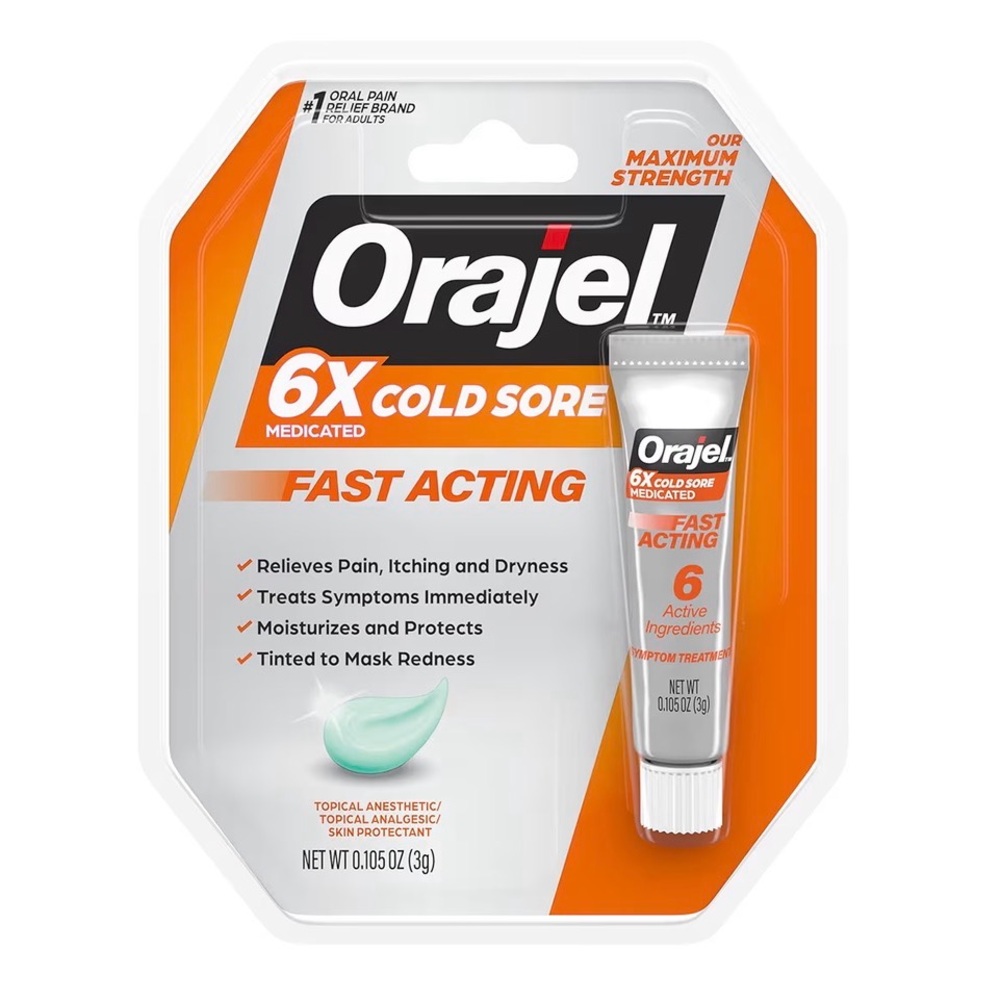 NEW! Orajel 6X Cold Sore Medicated Tinted to Mask Fast Acting Symptom Treatment